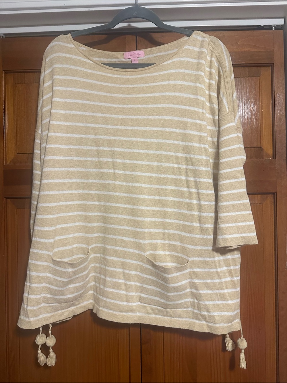 Lilly Pulitzer tan striped tunic sweater